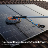 No-Scratch Soft Bristles Photovoltaic Panel Cleaning Brush Lightweight Telescoping Solar Panel Brush Adjustable Angle Water Fed Cleaning Pole Easy Installation for Homeowners, Professional Cleaners, Business Owners, Roofs, Glass Panes, Exterior Walls