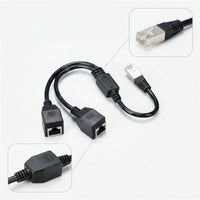 One-to-Two RJ45 Splitter Cable Shielded Ethernet Adapter Cable Wired Networking Equipment Pure Copper for Office Wiring