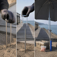 Detachable Fishing Umbrella Ground Insert Stand Holder with Storage Box