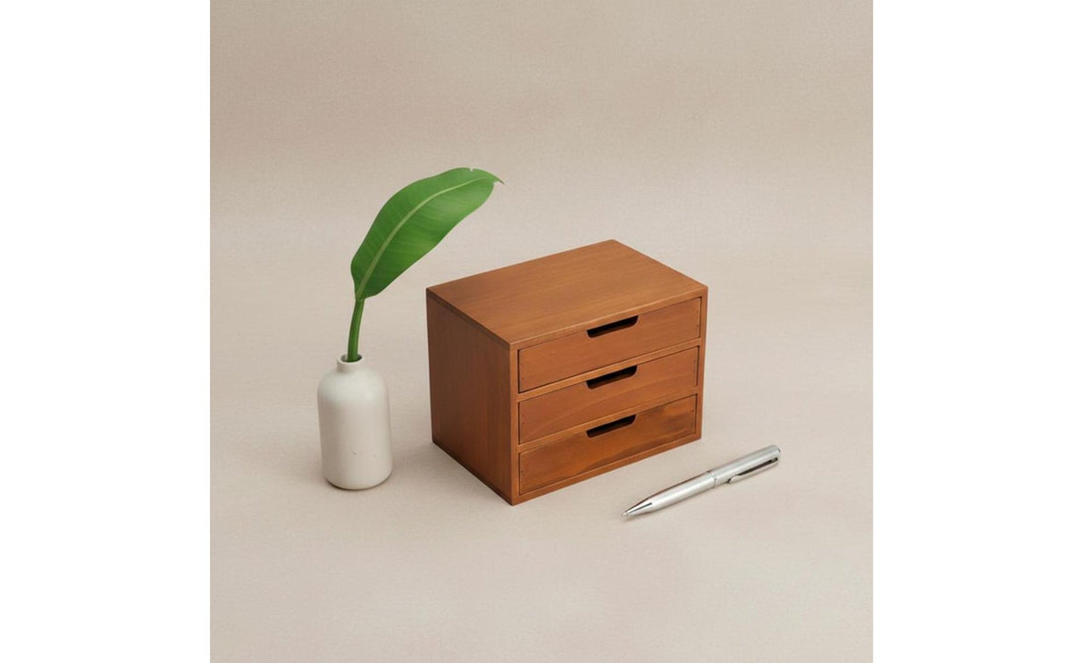 Wooden Desk Organizer with Drawers Sturdy and Long-Lasting Desktop Storage Drawers Desktop Storage Cabinet Stable Frame