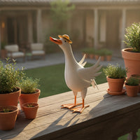 Duck Sculpture Iron Duck Statue Cute for Garden, Pond