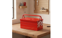 Folding Foldable Metal with Trays Heavy Duty Folding Handheld Tool Box for Garage, Workshop