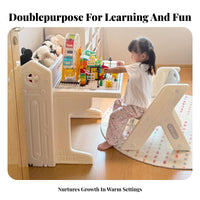 Childsafe Design ovalShaped Toddler Table Multifunctional Toddler Desk and Seating Set Easy to Clean Surface kids' Furniture Graffiti Desktop for Toddlers, Preschoolers, Daycare Providers, Kindergarten, Classroom, Playroom, Home Study