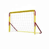 Rectangular Frame Soccer Goal White Netting Outdoor Soccer Goal Yellow Padding Athletic Gear Red Support Poles for Football Practice