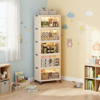 Installation-Tool-Effortless Foldable Storage Cabinet Easy Assembly Foldable Storage Cabinet with Wheels High Capacity Collapsible Plastic Organizer Double Entry for Children, Bedroom, Living Room, Kitchen, Bathroom