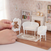 3 Pieces Dollhouse Chairs with Cushions Rattan Look Miniature Chairs with Cushions Realistic Furniture for Miniaturists, Photo Scenes
