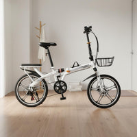 Folding Bike Disc Brakes Foldable Bike Variable Speed Portable Town Bike for Commuters, Students, Commuting, Travel