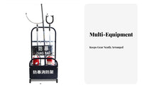 Mobile Security Equipment Rack Multi-Functional Rolling Fire Station Easy Assembly Riot Control Gear Stand for Schools, Banks, Office Buildings