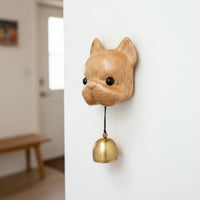 Cute Dog Bell Soothing Sound Wooden Dog Bell Wood Grain Creature Door Chime Handmade Look for Entryway, Fridge