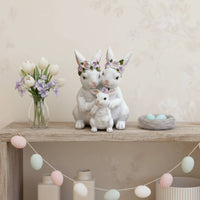 Easter Bunny Figurine Cute Design Resin Hare Statue Holiday Themed White Hare Ornament for Mantelpiece, Bookshelf, Office Desk