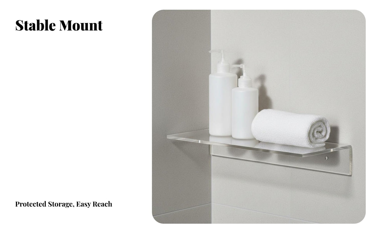 Clear Acrylic Rack Transparent Design Clear Levitating Shelf Space-Saving surfaceMounted Shelf for Collectors, Household Managers, Bathroom, Kitchen