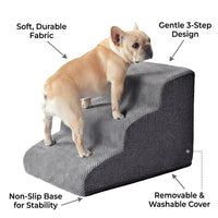 Dog Steps for Bed and Sofa with Removable Washable Cover, Ladder for Small and Cats, Soft Textile Pet Stairs for Easy Climbing