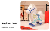 Year of the Horse Symbol Auspicious Gift Chinese Astrological Horse Stuffed Celestial New Year Symbol Doll Good Fortune Symbol