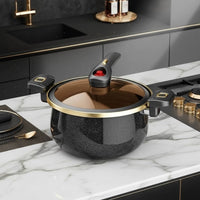 Enamel Micro Pressure Pot Non Interior Double Handle Stew Pot Easy to Clean Enameled Cooking Pot for Families, Family Gatherings