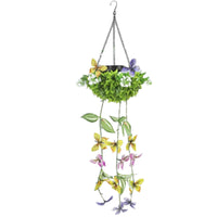 Lighted Hanging Plant with Butterflies Colorful Solar Hanging Plant Low-Maintenance Decoration Energy-Efficient for Balcony