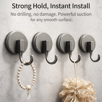 Bedroom Universal Heavy Duty Suction Cup Hooks for Secure Storage, Strong with for Cabinet Side and Wardrobe