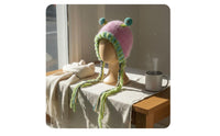 Soft Fantasy Trapper Hat Ear Protection Whimsical Creature Hat Warm Cartoon Alien Knit Cap for Kids, Young Adults, Daily Wear, Outdoor Activities