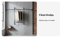 DIY Industrial Pipe Clothing Rack Easy to Assemble Wall Mounted Clothes Rack Space Saving Heavy Duty Garment Bar Multi-Purpose for Boutique Owners, Homeowners, Retailers, Bedroom, Laundry Room, Entryway, Retail Shop