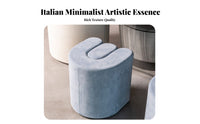 Italian Minimalist Aesthetic U-Shaped Vanity Stool Soft Padded Seat Accent Seating Creative Shape Ottoman Multi-Functional for Interior Designers, Homeowners, Adults, Living Room, Entryway, Bedroom, Cloakroom