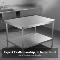 Rust-Resistant Stainless Steel Work Table Easy to Clean Commercial Kitchen Prep Table Versatile Stainless Steel Workbench Waterproof for Restaurant Owners, Professionals, Warehouse, Workshop, Laundry Room, Outdoor