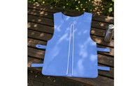 White Edging Blue Tie-Front Cooling Vest Rounded Neckline Water-Activated Cooling Vest