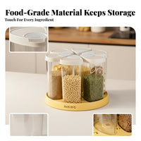 Hinged Lid Lids 6-Compartment Grain Dispenser Clear Rotating Grain Container