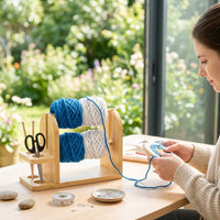 Wooden Yarn Holder with Rotating Base for Knitting and Crocheting