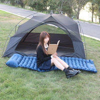 Inflatable Mattress with Integrated Pillow for Air Bed Comfort, Portable Camping Mat with Built-in Foot Pump, Nylon TPU Roll Mat Camping Gear