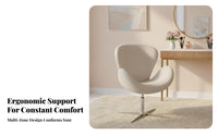 Upholstered Arching Design Chair Height Adjustable Cushioned Vanity Seat 360-Degree rotate Soft Teddy Fabric for Makeup lovers