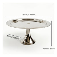 Stainless Steel Serving Plate with Raised Center Mirror Polished Dessert Tray Easy to Clean Cake Platter Food-Grade for Bakers, Buffets