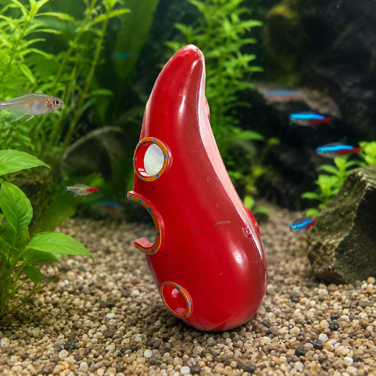 Aquarium Hideaway Chili, Glossy Chili Pepper Resin, Safe Cave for Freshwater & Saltwater Aquariums, Fish Hideaway Ornament