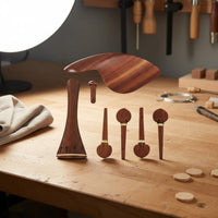 Violin Tailpiece Peg Chinrest End Button Set Easy to Install Redwood Violin Fittings Decorative Inlay Instrument Hardware
