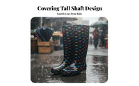 women's Knee-High Rain Boots Wear-Resistant Tall Rain Boots Printed PVC Wellingtons for Gardeners, Adults, Rainy Days, Gardening, Muddy Fields