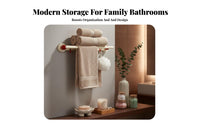 Suction Holder Rack with Holders No Drill Utility Rack Easy Installation Towel Holder for Renters, Residents, Restroom, Shower, Laundry Room