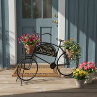 Pedal-Powered Plant Stand Farmhouse Pedal-Powered Flower Stand with Baskets
