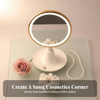Dustproof Cosmetic Organizer with Jewelry Stand Multi-Functional Compartmented Box with Drawers Space-Saving Vanity Reachory Drawer Design for Makeup Users, Students, Teenagers, Dressing Table, Dormitory, Dorm Room, Bedroom