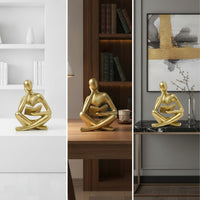 Resin Thinker Statue Smooth Thinker Figurine Compact Abstract Sculpture Lightweight for Book Lovers, Readers, Bookshelf, Study Table, Reading Nook
