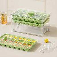 Ice Maker for Summer with Easy Release Tray, Double Layer Food Grade Design for Home Bar, Large Capacity Ice Box with Storage Bin, 2 Pack