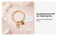MOM Heart Pendant Bracelet Mother's Day Gift Cherry Pendant Bracelet Zircon