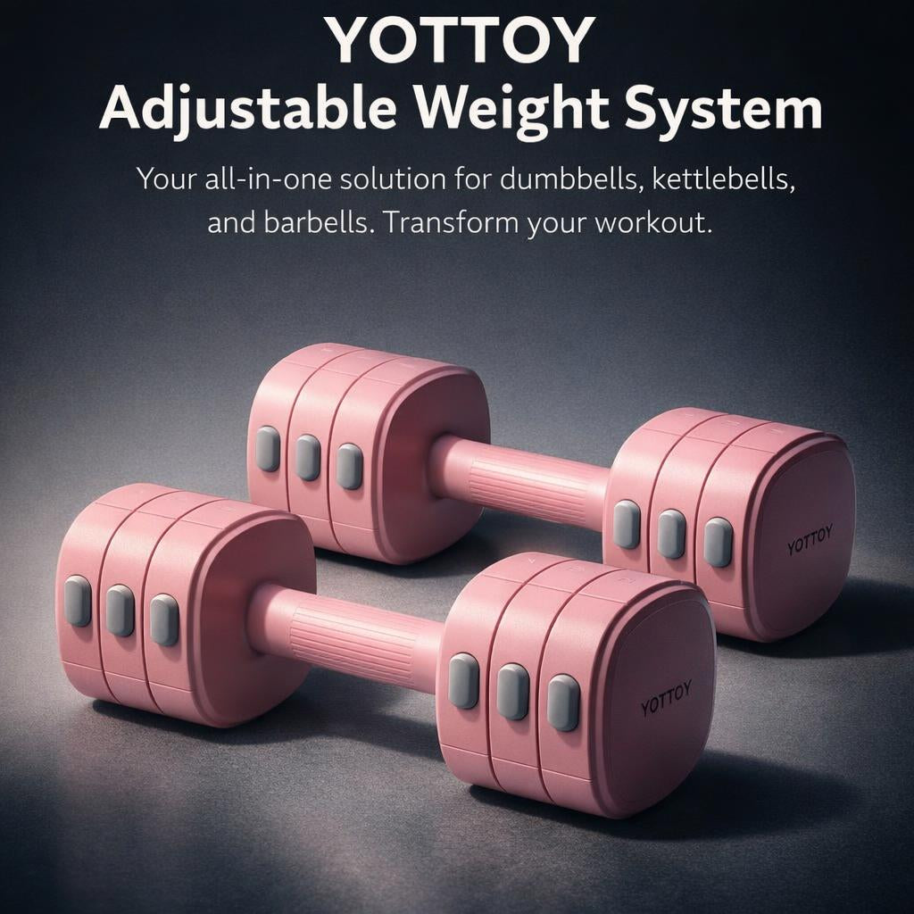 Adjustable Dumbbell Set for Women, 2-in-1 Convertible Kettlebell Design, Cherry, Detachable for Indoor Workout Body Shaping