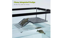 Turtle Basking Platform with Ramp Adjustable Hanging Turtle Platform with Suction Cups for Reptile Keepers