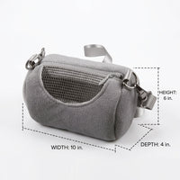 Hamster Carrier Small Pet Travel Bag with Mesh Window, Soft Outdoor Hamster Bag, Pet Outing Bag with Shoulder Strap for Guinea Pig, Pink/Grey