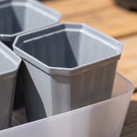 Translucent Gray Plastic Succulent Planter Pot with Tray and Seedling Tray for Balcony Gardening