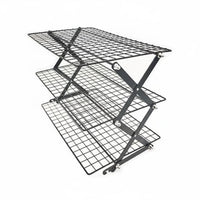 4-Tier Folding Rack Foldable Expandable Cooling Rack Multi-Layer Kitchen Organizer for Campers, Picnic