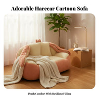 Compact Size Bunny Ear Loveseat Cute Design Soft Chair Skin-Friendly Floor Sofa High-Elastic Filling for Apartment Dwellers, Young Adults, Teenagers, Lounging, Small Apartments, Living Room, Playroom