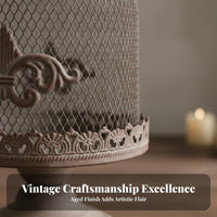 Vintage Birdcage Candle Holder Photography Prop Birdcage Candle Holder Distressed Finish Vintage Bird Cage Decor for Photographers, Bedroom, Tabletop