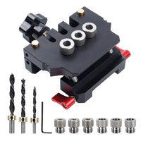 High Precision Self Centering Dowel Jig Aluminum Alloy Wood Dowel Drilling Jig Accurate Positioning Tenon Hole Positioner Wear Resistant for Woodworkers, Carpenters, Furniture Making, Cabinet Building