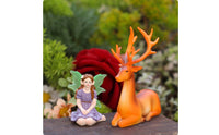Fairy and Deer Ornament Glow in the Nighttime Fairy Garden Figurines Miniature Deer Figurine for Bonsai Display, Yard Decor