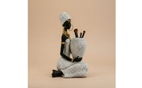 African Woman Statue with Bowl Handmade Decorative Bowl Figurine Elegant Decor for Entryway