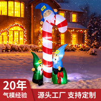1.8m Christmas Inflatable Elf with Candy Cane Decoration with LED Light for Outdoor Yard Party